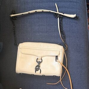 Rebecca Minkoff mini Mac Cream Crossbody Bag with Black Chain